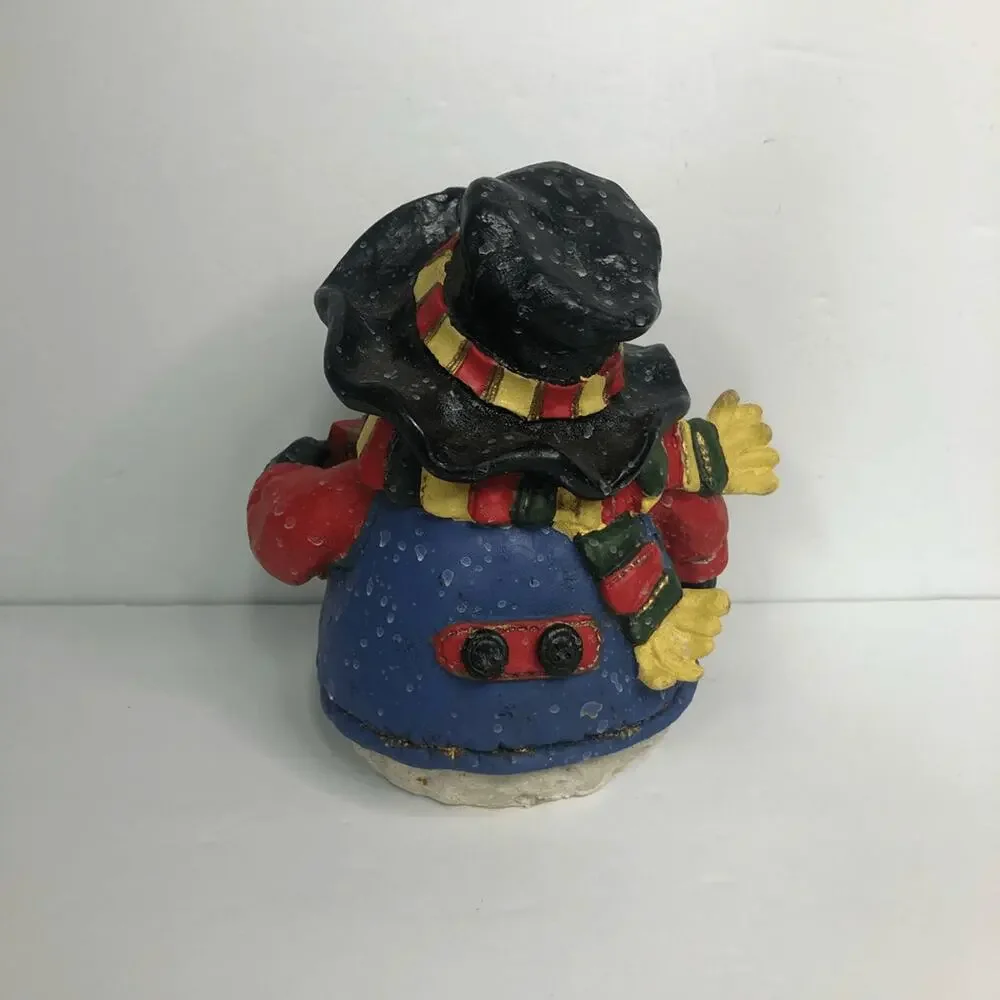 vtg Y2k colorful‎ snowman figure snow drops detail holding gift 7 inches tall